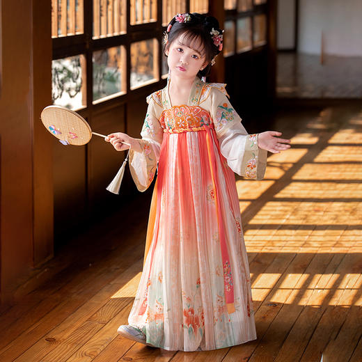 2024龙年春秋汉服女童新款刺绣襦裙改良款儿童古装唐装超仙连衣裙 商品图2