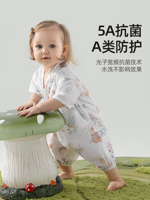 贝肽斯婴儿连体衣春秋款新生儿衣服夏季哈衣百天宝宝竹棉纱布睡衣 商品图4