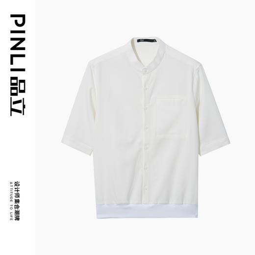 PINLI品立2024夏季新款商务休闲纯色衬衣男士五分半袖衬衫潮上衣B242113026 商品图5