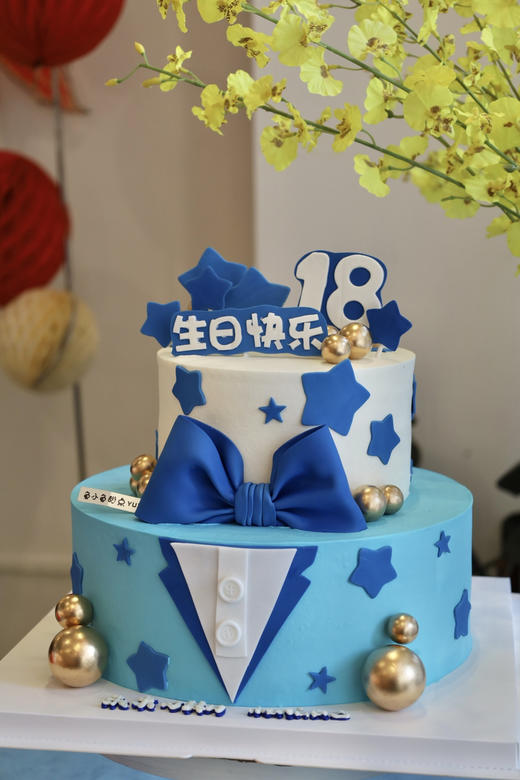 男孩领结蛋糕（图为10+6双层蛋糕） 商品图1