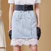 MAXRIENY蕾丝拼接牛仔裙秋设计感半身裙复古短裙MC87SK510B10 商品缩略图0