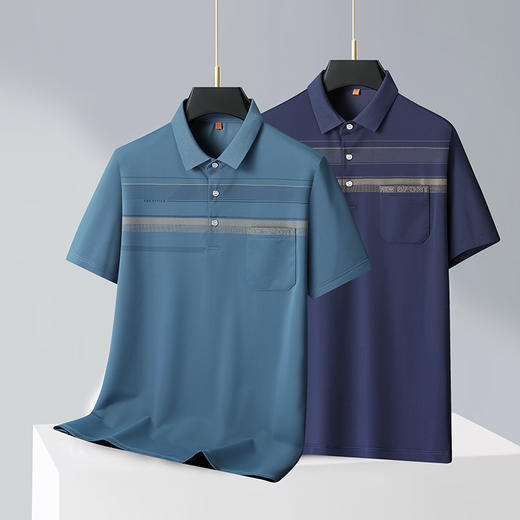 【新款DWP】大依优型大码短袖Polo衫口袋翻领加肥加大男士大号弹力透气舒适夏季半袖 商品图1