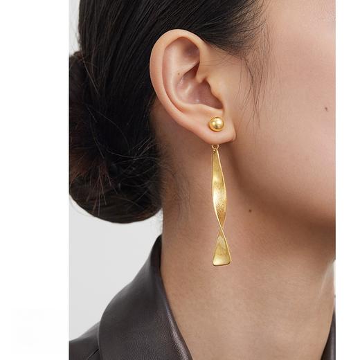 Oflye潮流饰品 欧美时尚长款金色耳环女气质百搭显脸瘦耳钉小众耳饰新款配饰 商品图0