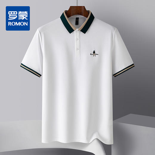 【含桑蚕丝&亚麻】罗蒙夏季男士t恤短袖polo衫潮流polo衫男短袖 商品图0