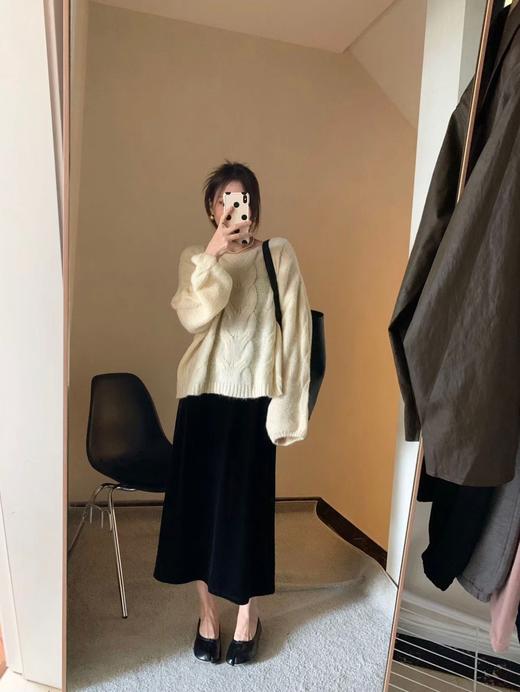 金丝绒高腰垂感半身裙K001 商品图1