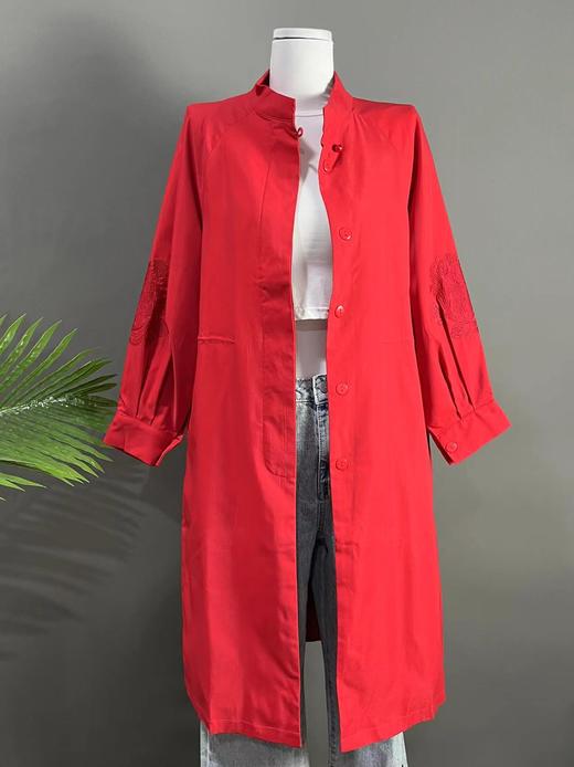 520感恩价 捡漏福利-洛系列-28326 刺绣九分袖立领风衣-喜出 商品图4