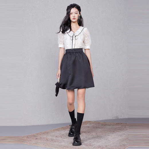 MAXRIENY缎面蓬蓬裙女春款高腰显瘦半身裙MC87SK269A90 商品图1