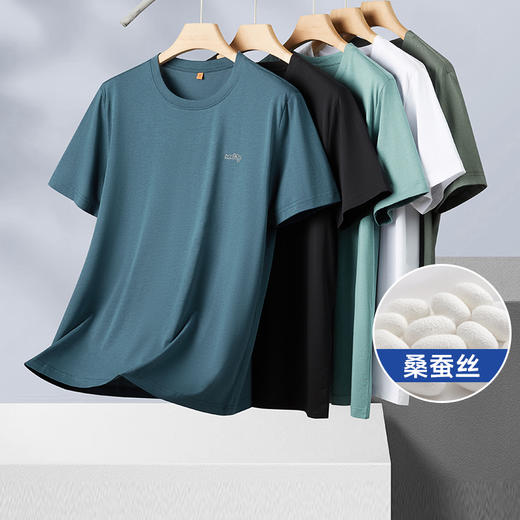 【桑蚕丝】【新款DDP】大依优型大码短袖T恤圆领加肥加大男士大号弹力透气舒适夏季半袖透气 商品图0