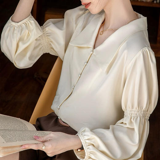 Spring Bubble白月光法式衬衫专场丨设计感缎面垂感上衣 早春气质新款 商品图0