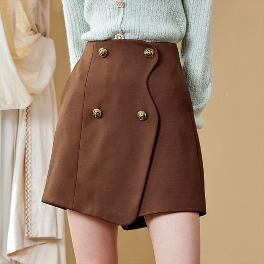 MAXRIENY复古弧形花瓣高腰A字裙秋季半身裙MC87PA536H90 商品图0