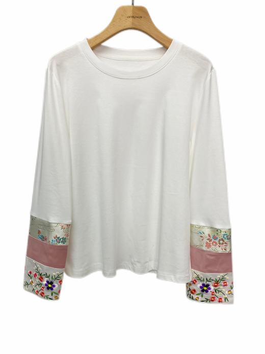 【S1L2】臣禾 圆领新中式拼接长袖T恤JZ241080358【金猪甄选】 商品图5