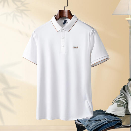 【含桑蚕丝&亚麻】罗蒙夏季男士t恤短袖polo衫商务polo衫男短袖 商品图1