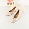 2024经典鲨春季新款女士时尚5.5cm高细跟浅口牛皮革女单鞋KD29-D17051 商品缩略图3