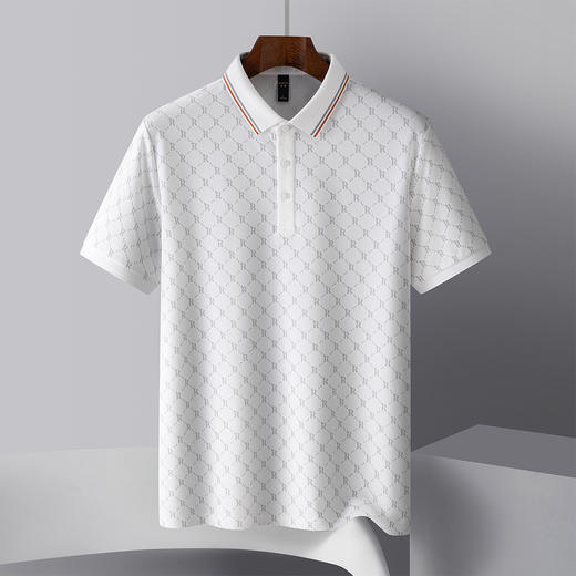 【含桑蚕丝&亚麻】罗蒙男士夏季满印男t恤短袖polo衫商务男polo衫 商品图1