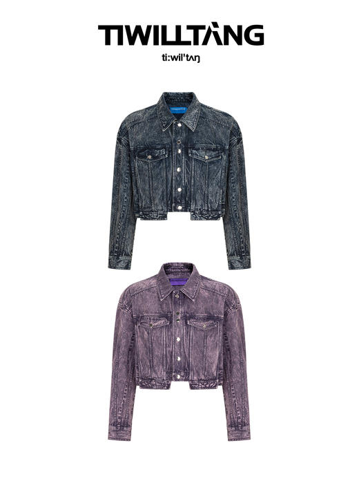 启世录TIWILLTANG“聚逆驳行”重工水洗解构牛仔短夹克 商品图4
