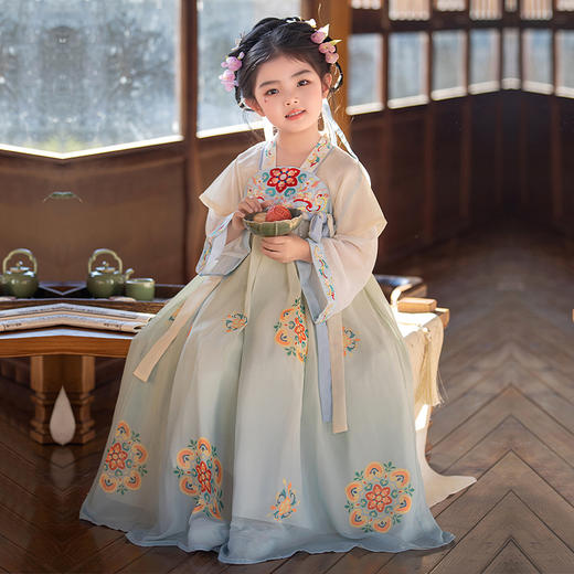 汉服女童春秋新款襦裙原创唐装中国风超仙公主儿童古装连衣裙 商品图3