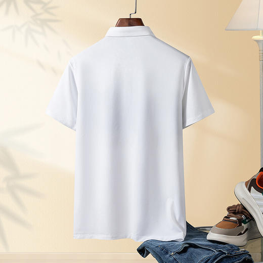 【含桑蚕丝&亚麻】罗蒙男士夏季商务休闲时尚撞色舒适男士t恤短袖polo衫 商品图2