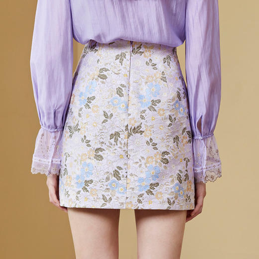 MAXRIENY复古提花盘口国风短裙2022秋高腰重工半身裙MC87SK540F70 商品图2