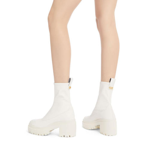 Giuseppe Zanotti 女士GZ金属徽标中跟靴 白色 I270029007 商品图3
