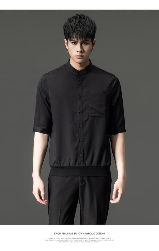 PINLI品立2024夏季新款商务休闲纯色衬衣男士五分半袖衬衫潮上衣B242113026 商品图7