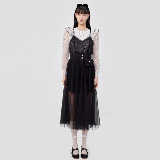 maxrieny腰封网纱裙春季网纱半身裙中长裙子MC87SK006A90 商品图1
