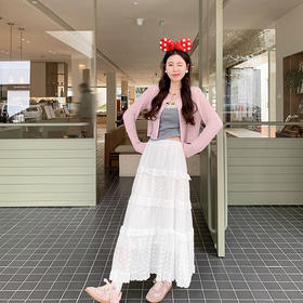 <曾小咸推荐>【甜妹上线】粉色开衫+背心+半身裙