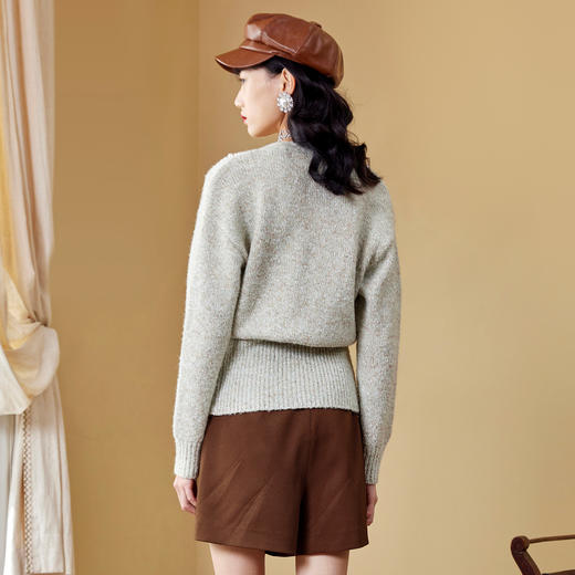 MAXRIENY水晶薄荷毛开衫秋季针织毛衫V领MC87JA534G00 商品图2