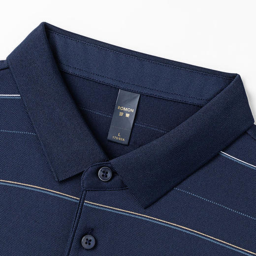 罗蒙男士夏季时尚polo衫男短袖休闲条纹polo衫爸爸装男士商务舒适短袖t恤男 商品图4