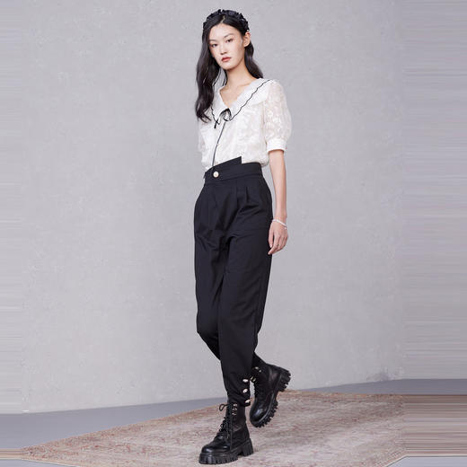 MAXRIENY黑色哈伦裤女夏季简约休闲裤宽松长裤子MC87PA279A90 商品图3