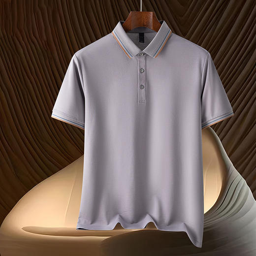 【含桑蚕丝&亚麻】罗蒙男士夏季商务polo衫男透气男士t恤短袖polo衫 商品图2