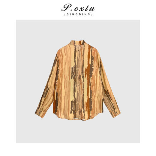 03-4潘依绣丁丁宠粉PanYiXiu/潘依绣100%天丝复古晕染高级感长袖衬衫 W-61853 商品图2