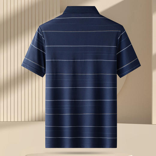 罗蒙男士夏季时尚polo衫男短袖休闲条纹polo衫爸爸装男士商务舒适短袖t恤男 商品图3