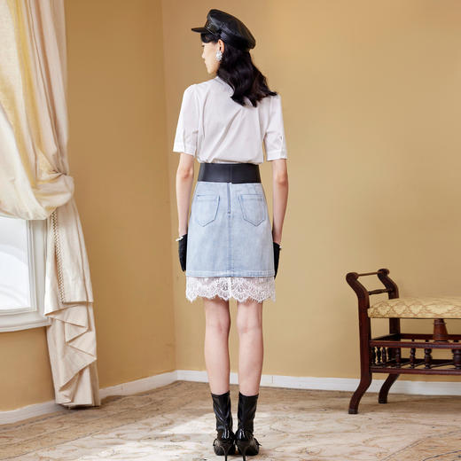 MAXRIENY蕾丝拼接牛仔裙秋设计感半身裙复古短裙MC87SK510B10 商品图2