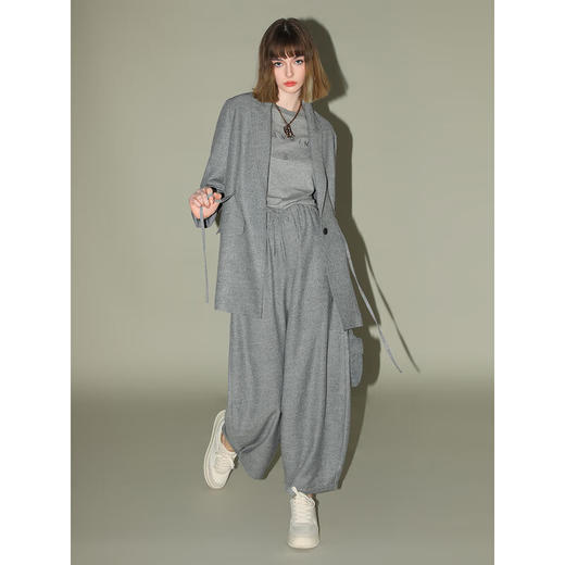 【有赞】PA7013COCOBELLA格雷系穿搭气质花纱灰通勤裤宽松休闲香蕉裤 商品图3