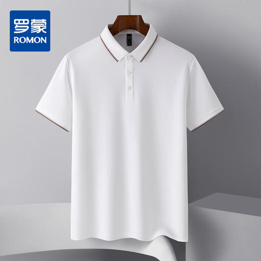 【含桑蚕丝&亚麻】罗蒙夏季男士t恤短袖polo衫透气男polo衫短袖 商品图0