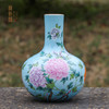 湖水蓝地粉彩描金花卉纹天球瓶（100件） 商品缩略图0