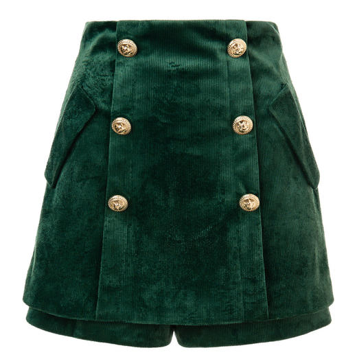 MAXRIENY祖母绿裙裤2022秋季复古丝绒裙气质短裙显瘦MC87PA543G80 商品图4