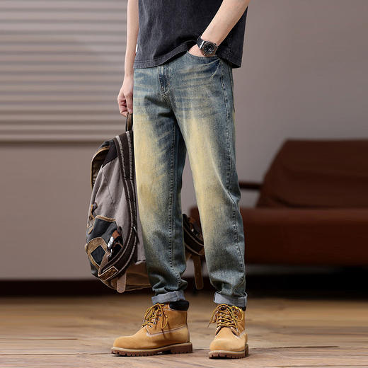 【夏季薄款】【新款DQ】大依优型大码潮款牛仔裤长裤男舒适休闲简约百搭加肥加大男装 商品图1