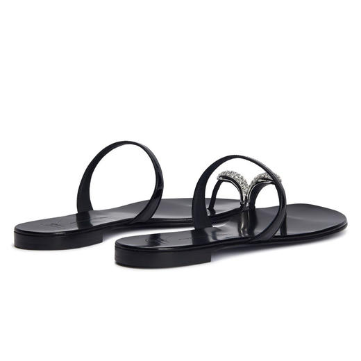 Giuseppe Zanotti 女士漆皮平底人字拖凉鞋 黑色 I700000072 商品图1