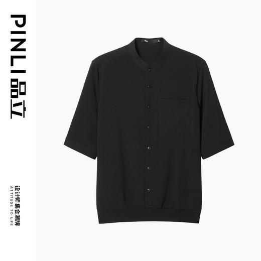 PINLI品立2024夏季新款商务休闲纯色衬衣男士五分半袖衬衫潮上衣B242113026 商品图4