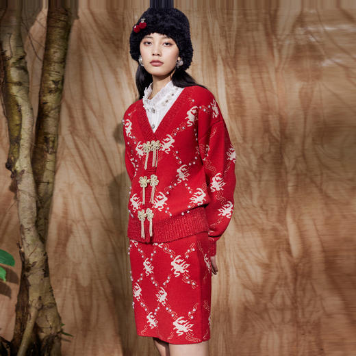 MAXRIENY复古感兔子新年裙子毛织半身裙针织短裙显瘦MC87SK782R50 商品图2