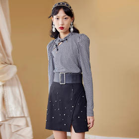 MAXRIENY浪漫新中式羊腿袖上衣秋季雪纺衫女MC87TP558Z00