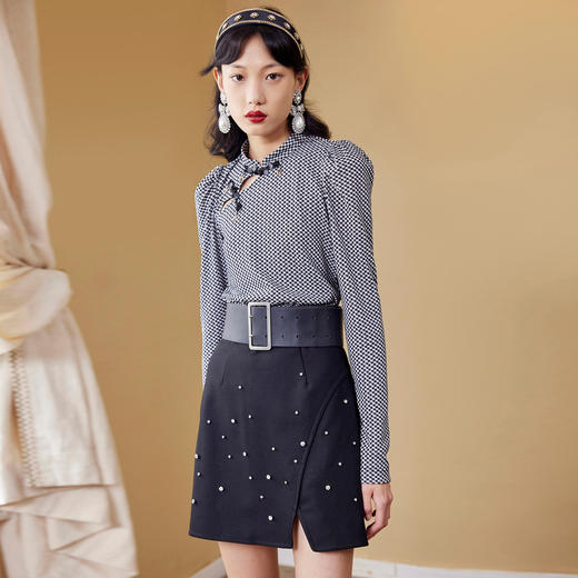 MAXRIENY浪漫新中式羊腿袖上衣秋季雪纺衫女MC87TP558Z00 商品图0