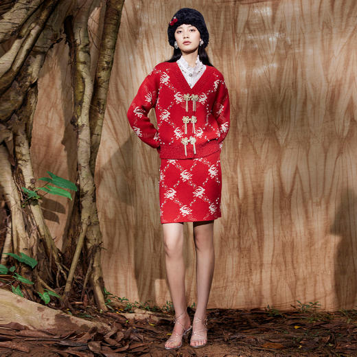 MAXRIENY复古感兔子新年裙子毛织半身裙针织短裙显瘦MC87SK782R50 商品图1