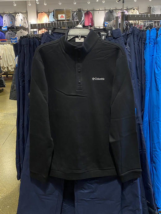 瑕疵Columbia/哥伦比亚 男士秋冬棉混纺加绒刺绣标保暖按扣套头卫衣 商品图0