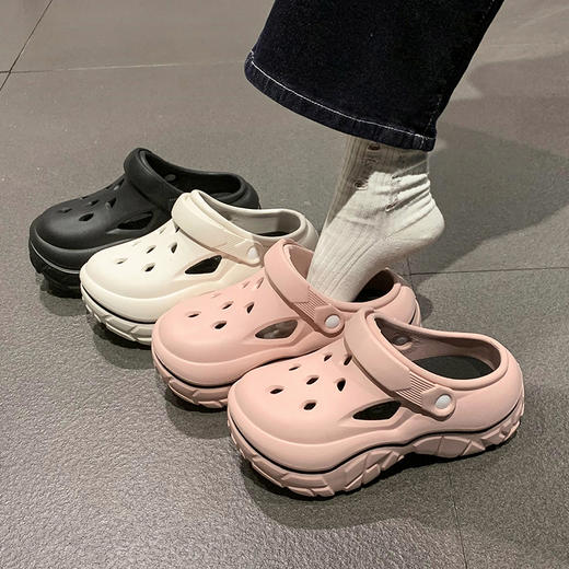 BULIQ时尚厚软底洞洞鞋 脚感舒适Q弹 EVA大底减震防滑 经典百搭时尚 商品图1