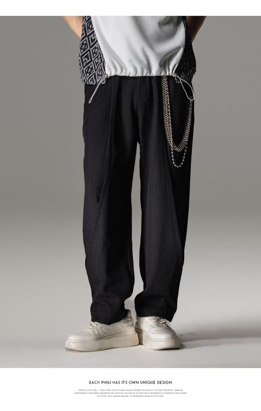 PINLI品立2024夏季新款双层设计拼接休闲裤男士百搭潮牌直筒长裤B242117025 商品图7
