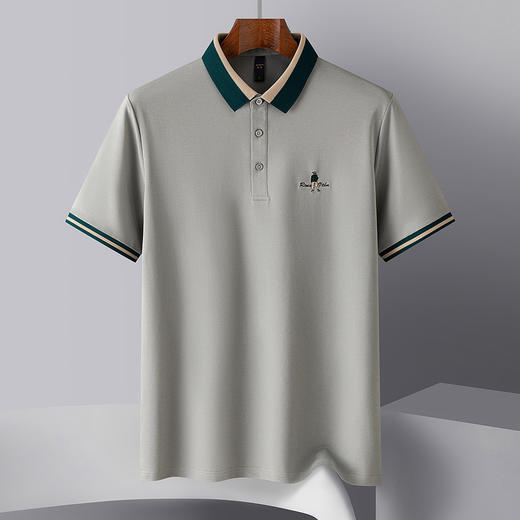 【含桑蚕丝&亚麻】罗蒙夏季男士t恤短袖polo衫潮流polo衫男短袖 商品图1