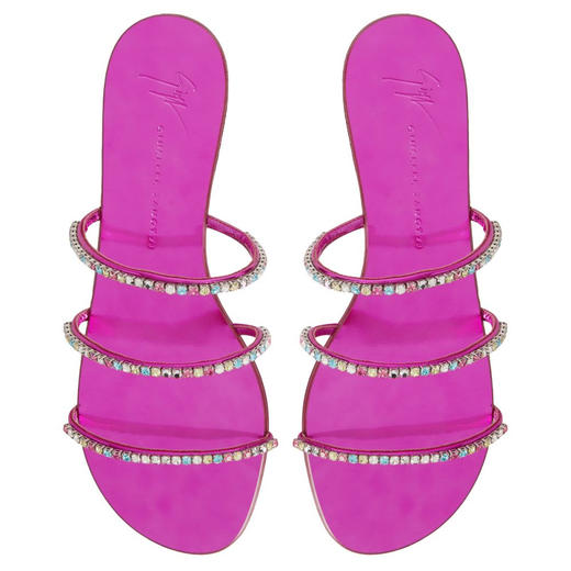 Giuseppe Zanotti 女士签名徽标仿漆皮平跟凉鞋 紫色 I300017005 商品图2