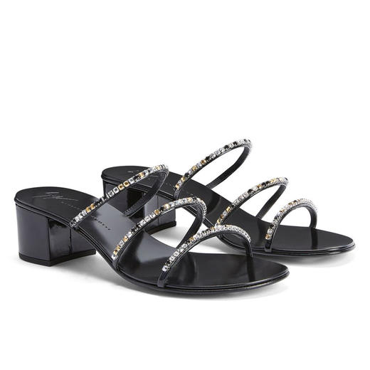 Giuseppe Zanotti 女士签名徽标高跟凉鞋 黑色 I300016001 商品图0